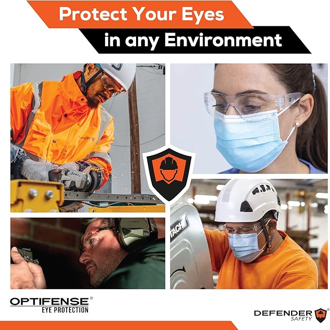 OPTIFENSE™ VS3 Anti Fog, Premium CLEAR/TINTED Safety Glasses, ANSI Z87+ (Click for frame/lens option)
