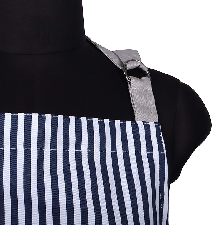 AMOUR INFINI Cotton Aprons for Women with Pockets Adjustable Strap and Waist Ties Washable Printed Aprons for Baking, Cooking, Gardening (Pack of 2- Blue & Rust)