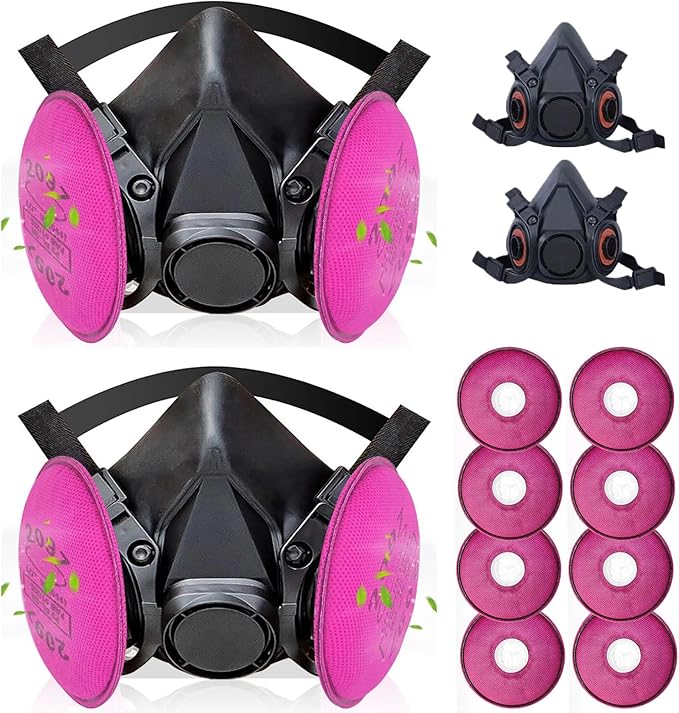 Reusable Respirator Mask with Activated carbon filter cottons for Gas, Organic Vapors