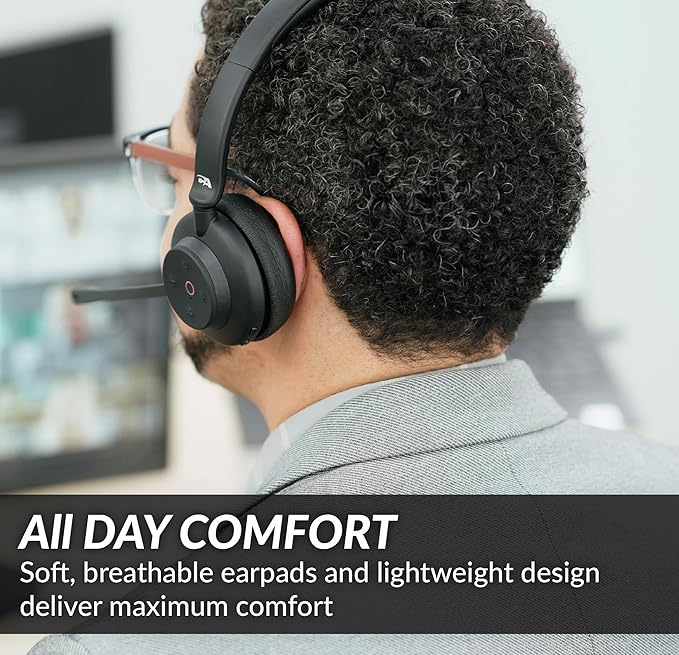 Cyber Acoustics Professional Wireless Headset with AI Noise Cancelation (HS-1500BT II) - Includes ANC and AI-Powered Noise Canceling Tech for Professional Sounding Calls, USB-C Bluetooth Dongle