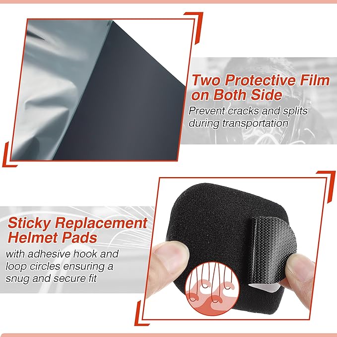 Feekoon 1 Pack Face Shield Replacement Lens with Helmet Pads, Tinted Full Face Shield Compatible with Hobart 770580, Replacement Foam Padding Kits for Welding, Grinding, DIY, Cosplay Helmet