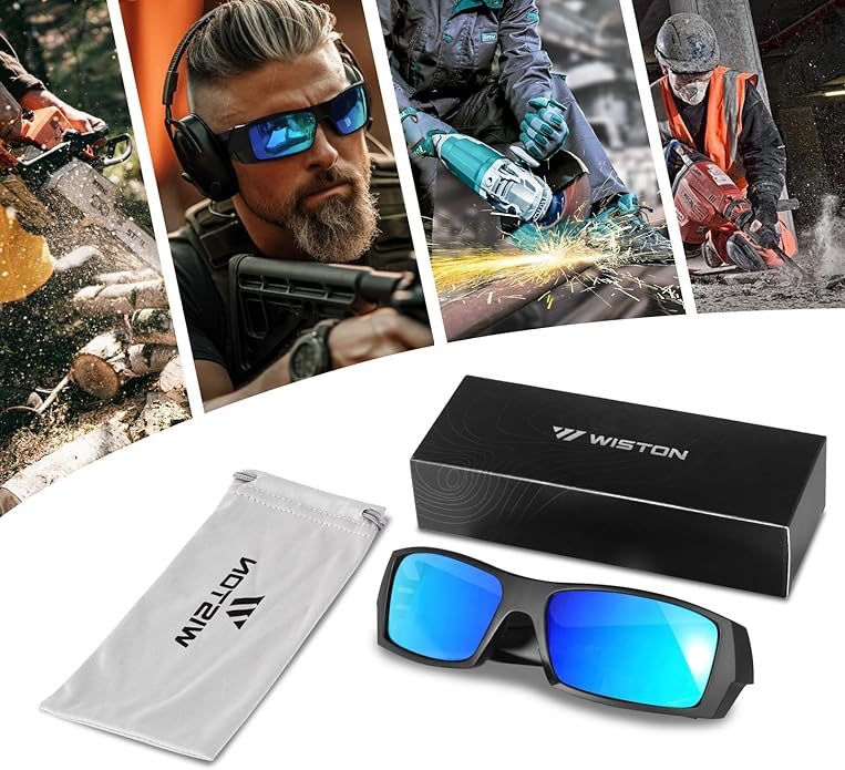 WISTON Z87 Sunglasses Wrap Around Sunglasses for Men Rectangular Safety Glasses UV400 for Sport Working 8231