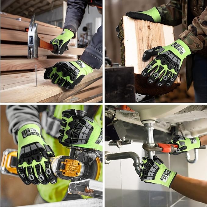 Work Gloves Men Women, A5 Cut Resistant Gloves, Impact Gloves, Heavy Duty Work Glove with Grip, Touch Screen Mens Work Gloves