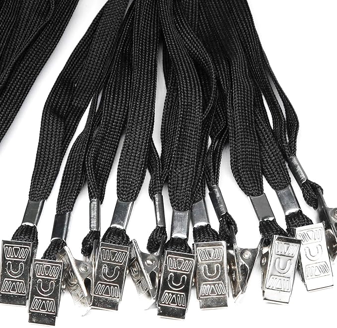 Badge Lanyards Neck Bulk Cruise Lanyards Black Lanyard with Clip for ID Card Name Tags Badge Holders (Black, 100 Pack)
