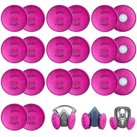 20 PCS (10 Pack) 2097 Particulate Filter, Installed on 2097 Filter for Respirator, Replacement for 6000 6200 6800 7000 7502 FF-4 Series, 2097 Filters Against Painting, Cutting, Woodworking