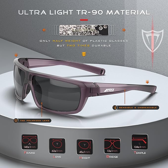ATTCL Polarized Wrap Fishing Sunglasses Men - Driving Sports Glasses UV Protection
