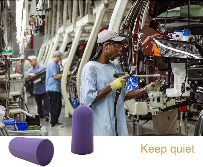 Soft Foam Earplugs 50 Pair,32dB Highest NRR for Noise Reduction,Safety Hearing Protection Ear Plugs for Eliminate The Noise,Contoured for Comfort Slow Rebound,Tapón para el oído (Purple, Normal)