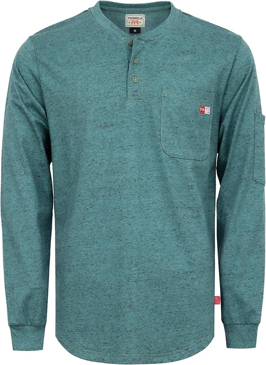 TICOMELA FR Shirts for Men Heather Series 6oz Flame Resistant T Shirt NFPA2112 CAT2 Fire Retardant Henley Shirts