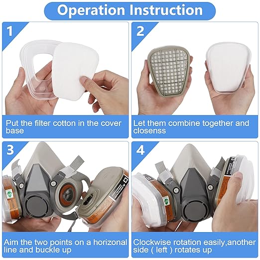 Reusable Respirator Mask with Filters - Respirator Mask for Chemical Gas Dust Mask for Painting Spraying Sanding Welding Woodworking