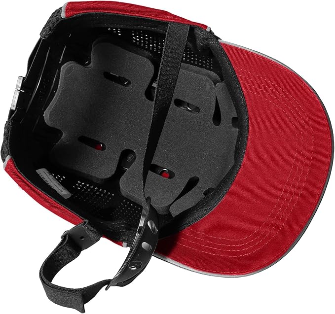 Lightweight Safety Bump Cap - Breathable Baseball Style Protective Hat with Reflective Stripes