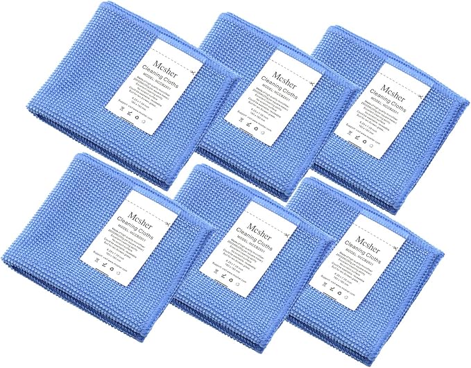 Microfiber Cleaning Cloths - 6 Pack, Blue, 6"x 7" Inch