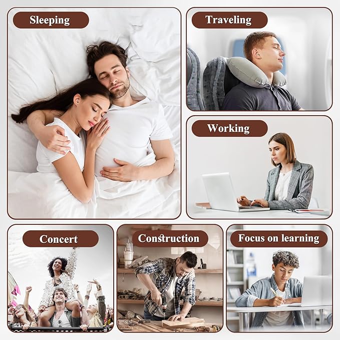Noise-Canceling Earplug for Sleeping Transparent Ring Hearing Protection,Noise Canceling and Washable,3 Pairs S-L Ear Plugs,-26 dB,Sleep Earplugs for Work,Travel,Swimming Snoring Pink