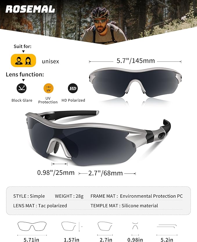 Polarized Sports Sunglasses for Men Women Youth Baseball Running Fishing Tennis Golf Cycling Driving Motor TAC UV400 TR90