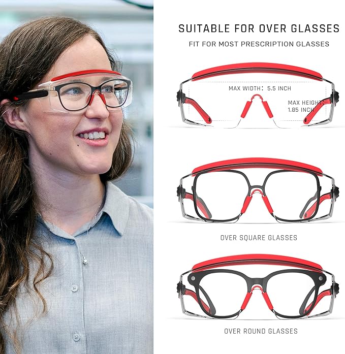 Anti Fog Safety Glasses Safety Goggles Over Glasses Protective Glasses with Anti Scratch Lenses Adjustable