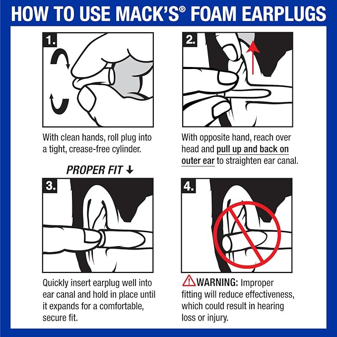 Mack’s Snore Blockers Soft Foam Earplugs, 50 Pair – 32 dB High NRR, 37 dB SNR – Comfortable Ear Plugs for Sleeping, Snoring, Loud Noise and Travel