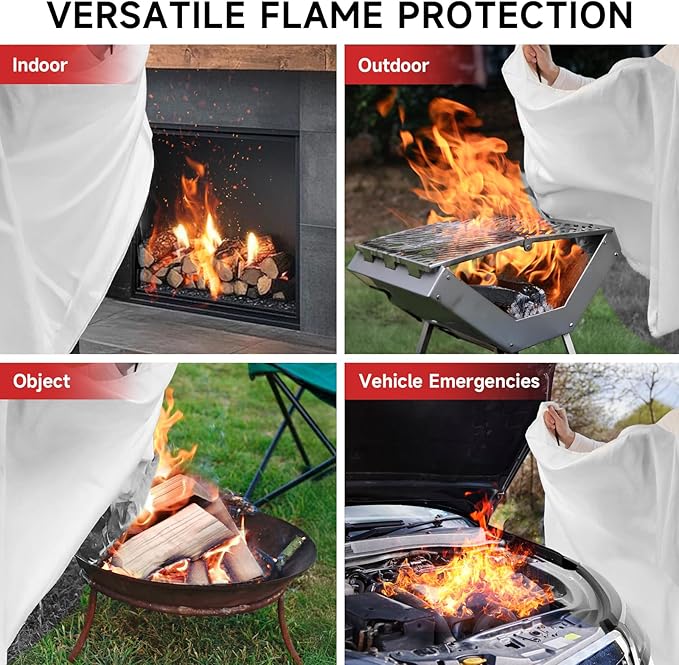 Fire Blanket Emergency for Home Kitchen - 12 Pack 40"x40" Fireproof Safety Protection Fiberglass Flame Retardant Blankets Survival Essential Kit for House Car Camping Outdoor Fireplace Grill BBQ