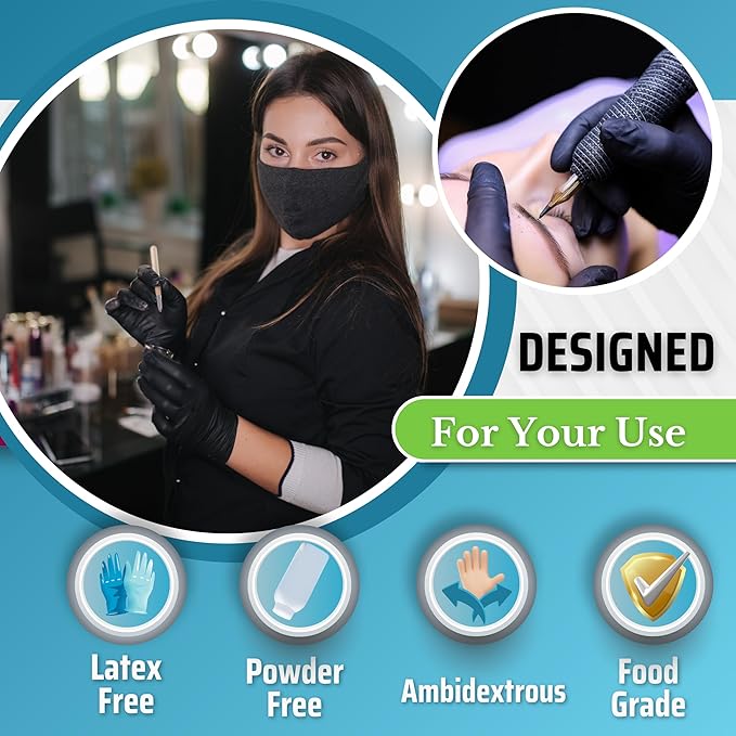 Black Disposable Gloves, Black Vinyl Gloves, 4.5-Mil, Latex Free, Powder Free for Cooking, Cleaning & Food Prep