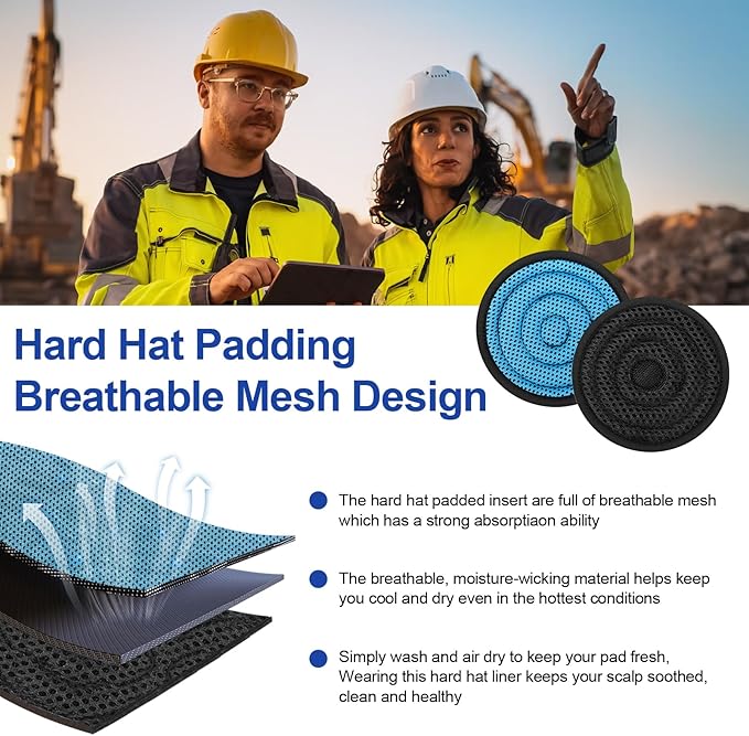 Hard Hat Top Pad Liner Replacement, Hard Hat Padding fit for Most Construction and Work Helmets, Cooling Inserts Reusable Washable Top Pad Suspension Cushion Replacement Accessorie - Blue 8 PACK
