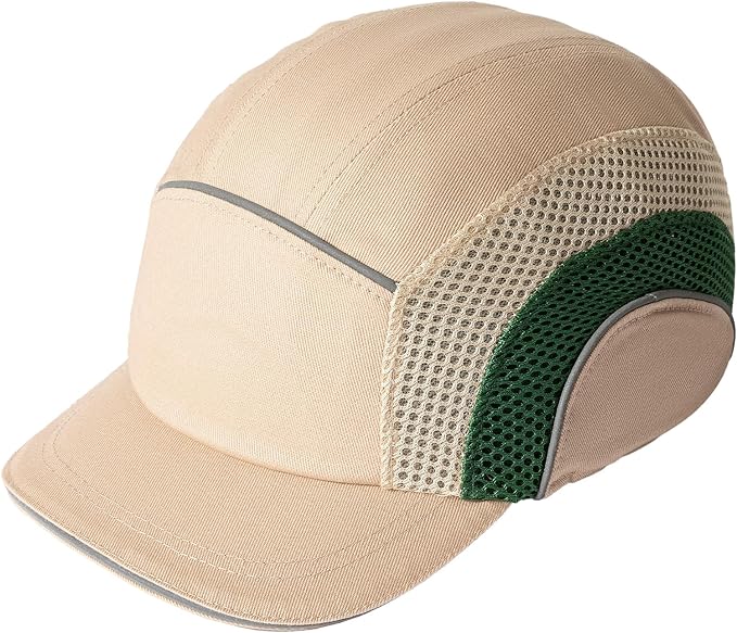 Lightweight Safety Bump Cap - Breathable Baseball Style Protective Hat with Reflective Stripes
