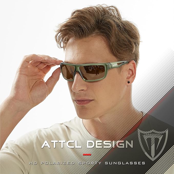 ATTCL Sports Polarized Sunglasses For Men Cycling Driving Fishing 100% UV Protection