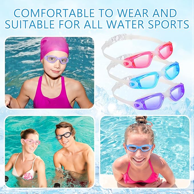 Treela 10 Pcs Swimming Goggles for Adults Pool Goggles Swim Glasses Bulk Multipack Anti Fog Silicone No Leaking