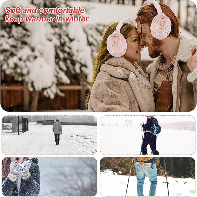 1 Pcs Headband Winter, Ear Muffs for Women & Men, Foldable Fluffy Earmuffs with Headband, Headband Winter