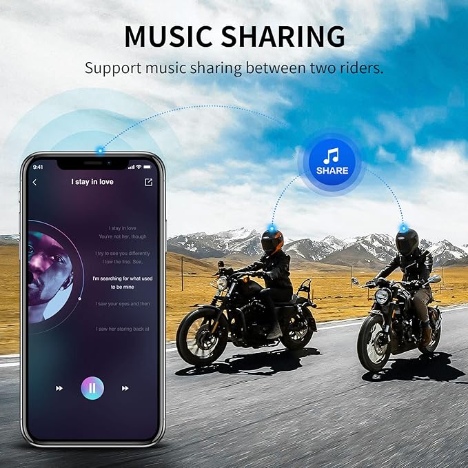 Fodsports Motorcycle Bluetooth Intercom with Music Sharing, M1S Pro 2000m 8 Riders Group Helmet Communication System Headset Universal Interphone (Waterproof/Handsfree/Stereo Music/GPS/2 Pack)