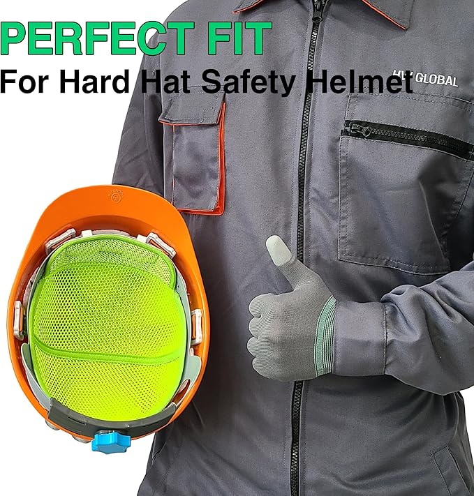 3PCS Hard Hat Liner Sweatband Work Safety Helmet Accessories, Washable Cool Mesh Towel Sweat Absorber Pad for Men Woman, Insert Hardhat Suspension, Includes Replacement Clips