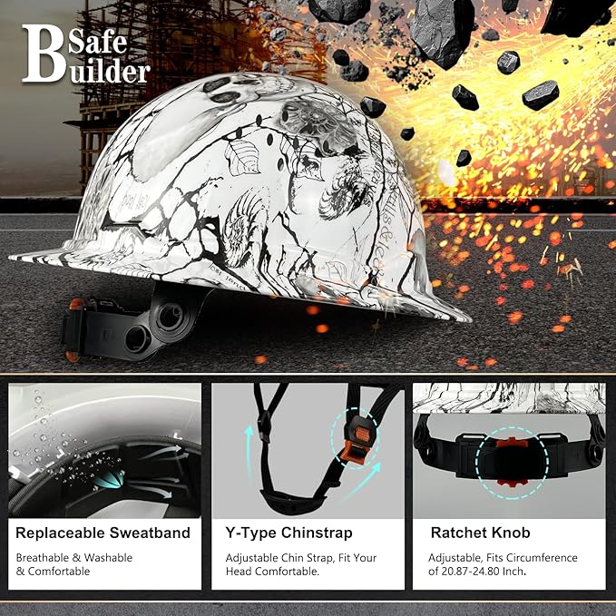 SBD-G1C Construction Full Brim Safety Helmet HDPE Hard Hat Vented Hardhats Sunshade Carbon Fiber Pattern Industrial Work Certified ANSI/ISEA Z89.1