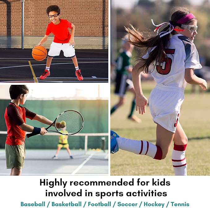 BLUE CUT Safety Basketball Goggles For Kids for Outdoor Sports Activities Anti Fog Replaceable to Prescription Lenses