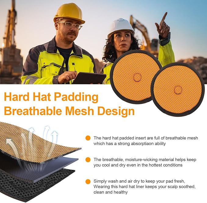 Hard Hat Top Pad Liner Replacement, Hard Hat Padding fit for Most Construction and Work Helmets, Cooling Inserts Reusable Washable Top Pad Suspension Cushion Replacement Accessorie - Orange 8 Pack