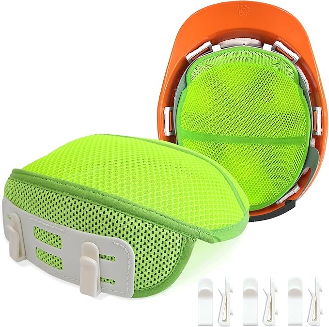 3PCS Hard Hat Liner Sweatband Work Safety Helmet Accessories, Washable Cool Mesh Towel Sweat Absorber Pad for Men Woman, Insert Hardhat Suspension, Includes Replacement Clips