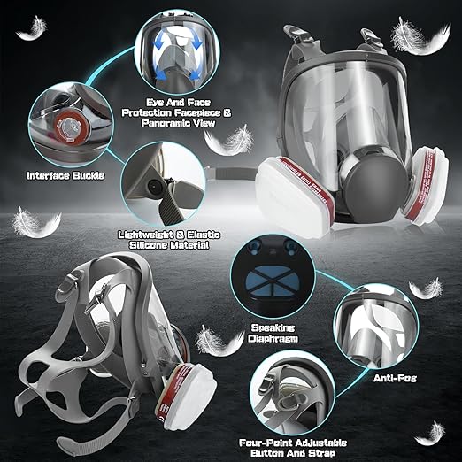 Full Face Respirator Gas Mask, 6800 Reusable Respirator Mask with Filters 6001 & 2097, Anti-fog, Dust-proof Organic Vapor Gas Mask for Painting, Welding, Sanding, Polishing, Dust, Woodworking