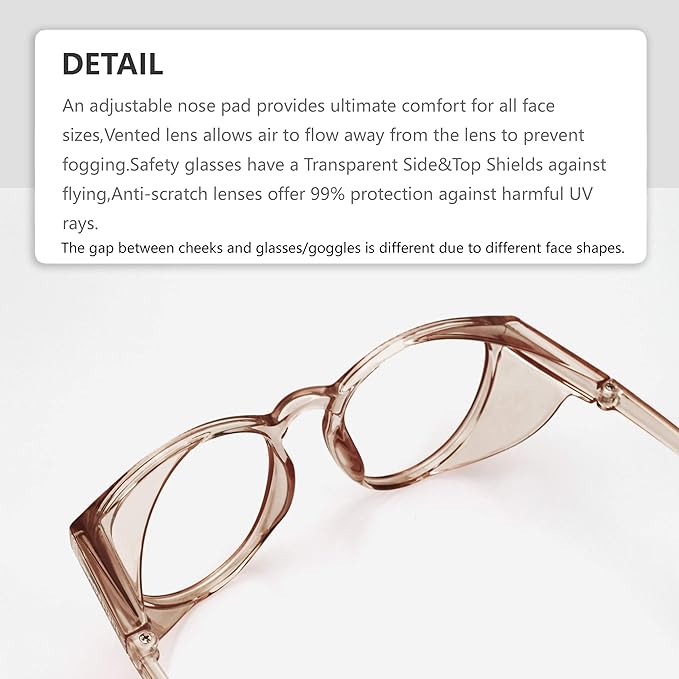 Anti-Fog Safety Glasses for Women | ASIN Z87.1 Safety Glasses for Men | Blue Light Blocking Safety Goggles (Square coffee)
