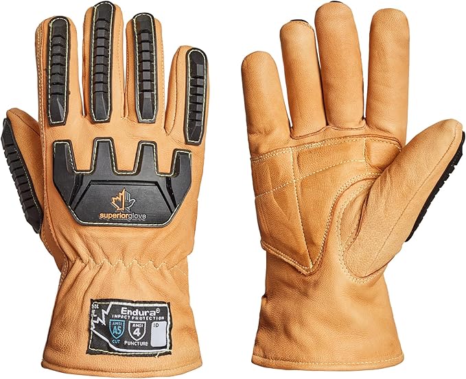 Superior Glove Endura Cut and Impact Resistant Leather Work Gloves – Insulated for Cold Winter Temperatures – 378KGTVB Medium (Pack of 1 Pair)