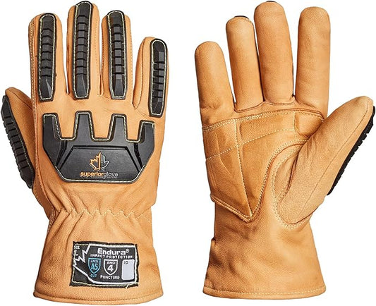 Superior Glove Endura Cut and Impact Resistant Leather Work Gloves – Insulated for Cold Winter Temperatures – 378KGTVB Small (Pack of 1 Pair)