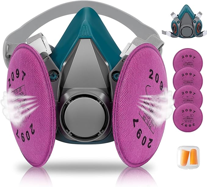 Reusable Respirator Mask with Activated carbon filter cottons for Gas, Organic Vapors