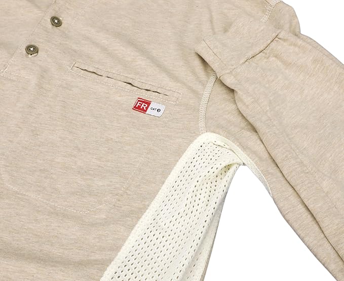 TICOMELA FR Shirts for Men 6oz Flame Retardant Mesh Breathable T-Shirt NFPA2112 Fire Retardant Henley Shirts