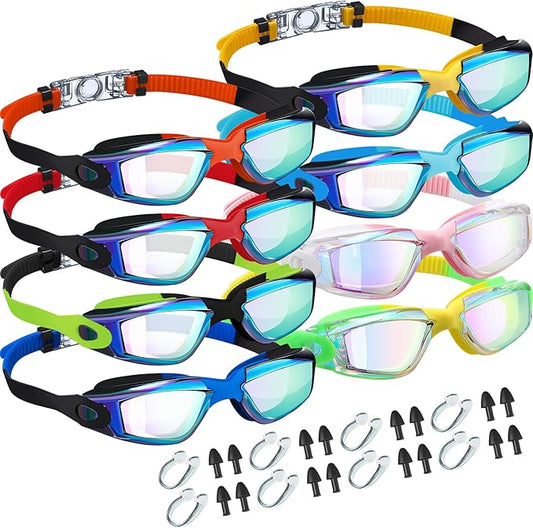 Konohan 8 Pack Kids Goggles Swim Goggles for Adult Kids Swimming Glasses Anti Fog Silicone No Leak Pool Glasses