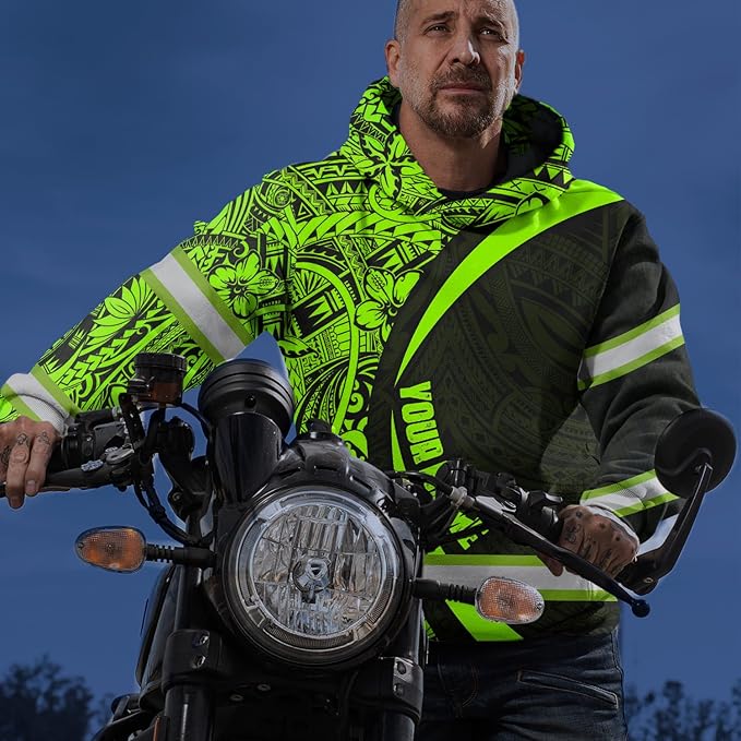 Matedecor Skull High Visibility Shirt Men Reflective Safety Shirts US Flag Custom Name Workwear, Runners, Walkers, Patriotic