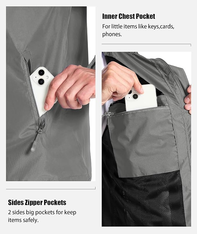 SWISSWELL Mens Women Rain Suit Rain Jacket and Pants Waterproof Lightweight Windbreaker with Detachable Hood for Golf Fishing