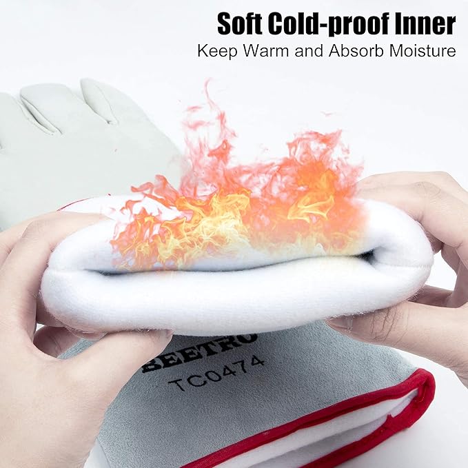 BEETRO -292℉/-180℃ or Above Antifreeze Gloves for Dry Ice Handling Liquid Nitrogen Sponge and Cotton Inner