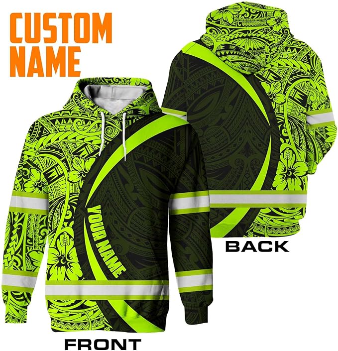 Matedecor Skull High Visibility Shirt Men Reflective Safety Shirts US Flag Custom Name Workwear, Runners, Walkers, Patriotic