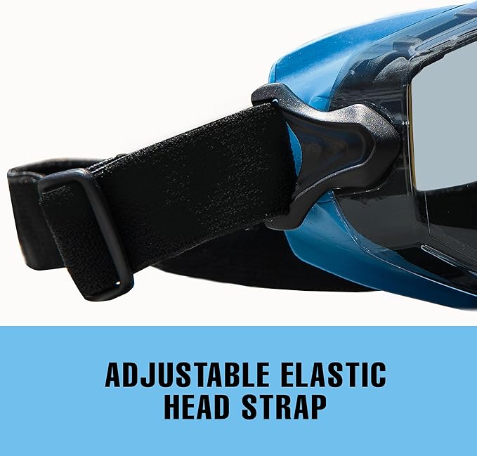 SolidWork Safety Goggles Anti-Fog Clear Lens with Adjustable Elastic Headband. Protective Eyewear for Men & Women