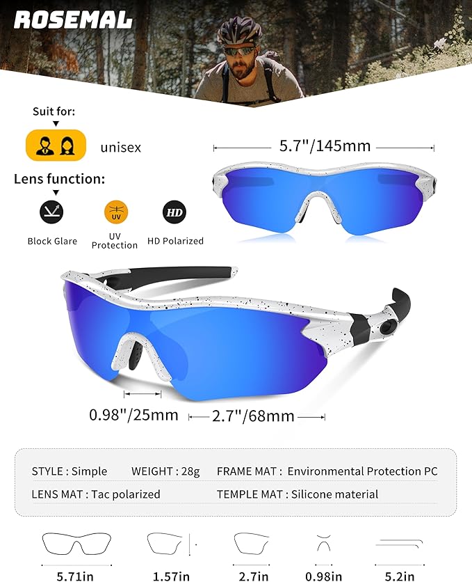 Polarized Sports Sunglasses for Men Women Youth Baseball Running Fishing Tennis Golf Cycling Driving Motor TAC UV400 TR90