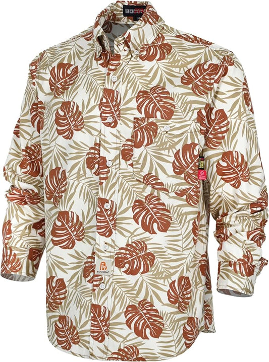 BOCOMAL FR Shirts Printed Paisley/Hawaii Lightweight Pearl Snaps/Button Down Flame Resistant NFPA2112 CAT2 Work Shirt