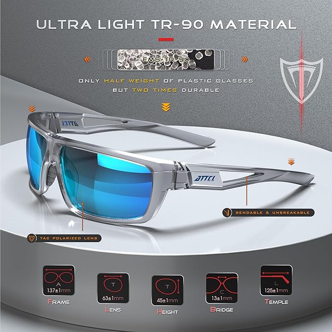 ATTCL Sports Polarized Sunglasses For Men Cycling Driving Fishing 100% UV Protection