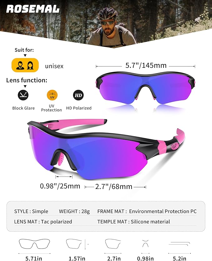 Polarized Sports Sunglasses for Men Women Youth Baseball Running Fishing Tennis Golf Cycling Driving Motor TAC UV400 TR90