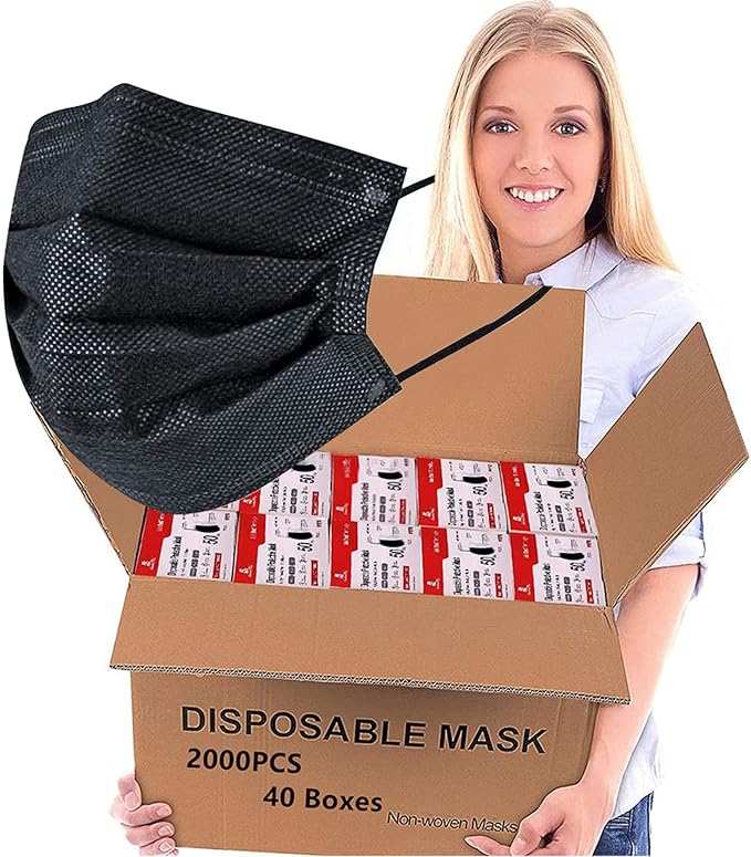 2000PCS Wholesale Bulk Disposable Face Masks, Non Woven Thick 3-Layers Breathable Face Mask for Adults