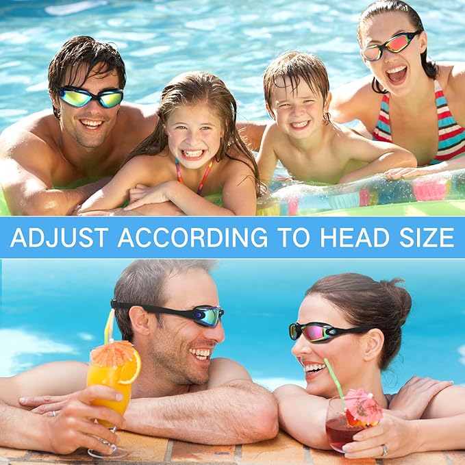 Flutesan 6 Pack Swimming Goggles Adult Kids Anti Fog Pool Goggles with Ear Plugs Nose Clip No Leaking Full Protection